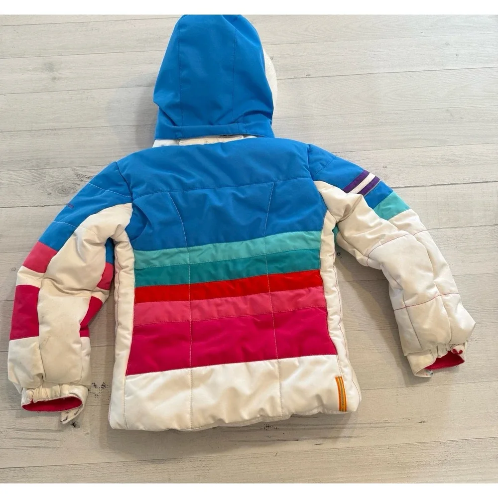 Obermeyer girls white blue pink ski snowboard winter jacket size 4‎